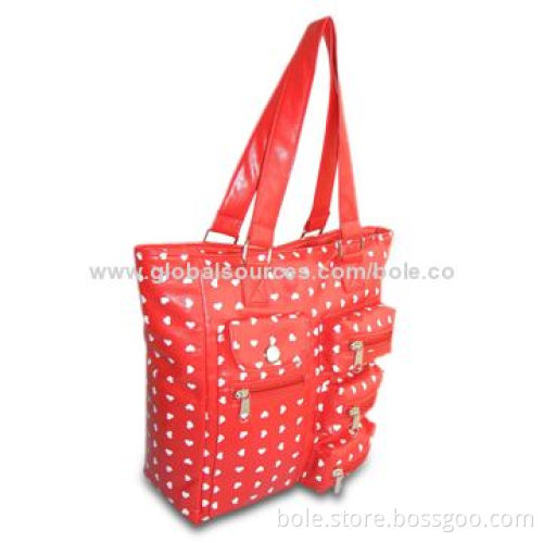 PVC Handbag with White Dot Full Print, 4 Outside Pockets to Put Small Items, OEM/ODM Orders Welcomed